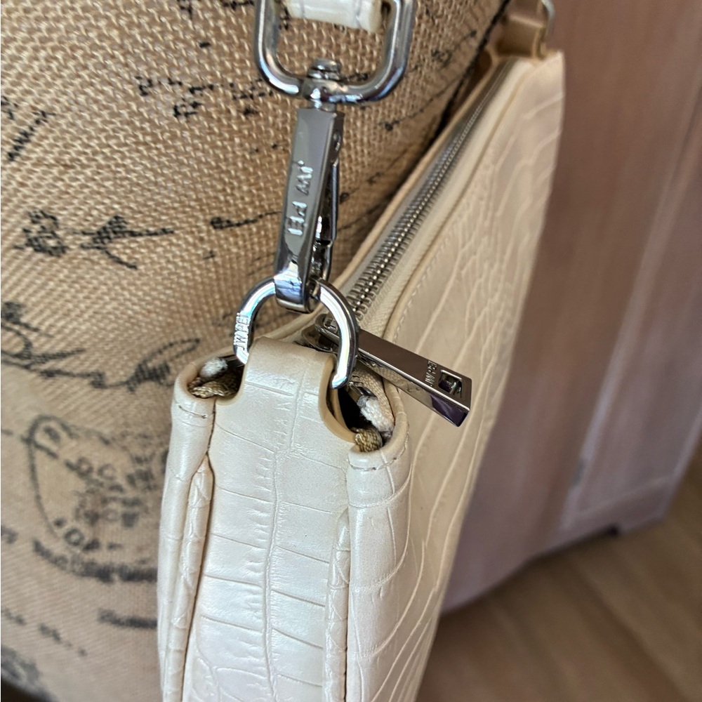 JW Pei Eva Shoulder Bag ivory mock croc Nordstrom east west spring wedding - Picture 15 of 16